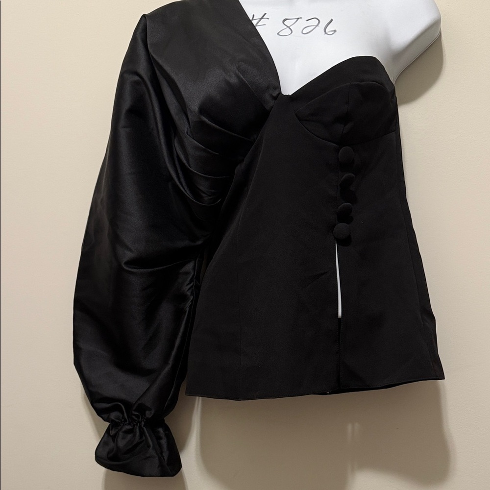 ASOS Luxe Elegant Black One-Shoulder Top - Picture 3 of 12